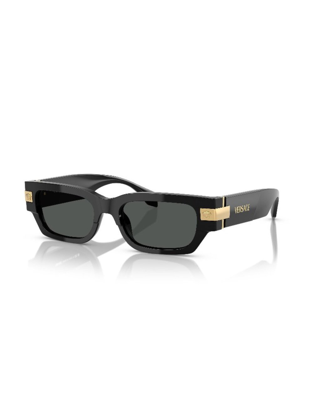 New Versace Men's Sunglasses Black Square Grey Lens Acetate Frame VE4465 GB1 87